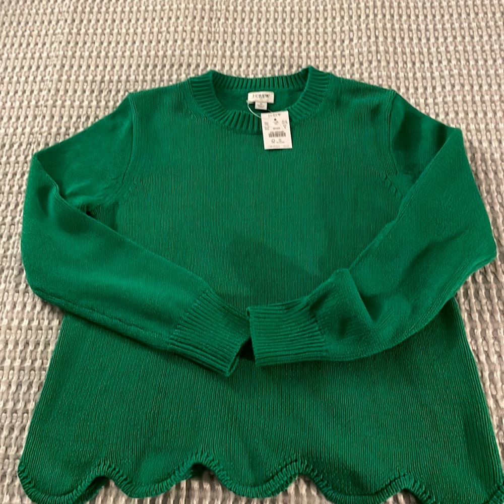 New J. Crew green cotton sweater